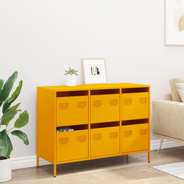 Puhvetkapp sinepikollane 101,5 × 39 × 73,5 cm külmvaltsitud teras