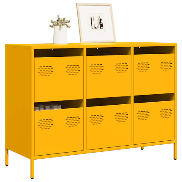 Puhvetkapp sinepikollane 101,5 × 39 × 73,5 cm külmvaltsitud teras