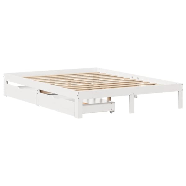 Sahtlitega voodiraam, valge, 150 × 200 cm — mudel 3301951
