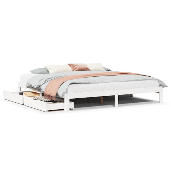 Sahtlitega voodiraam, valge, 180 × 200 cm — mudel 3301955