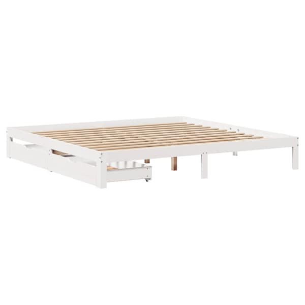 Sahtlitega voodiraam, valge, 180 × 200 cm — mudel 3301955