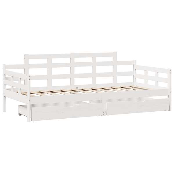Sahtlitega diivanvoodi, valge, 80 × 200 cm, männipuit — mudel 3302123