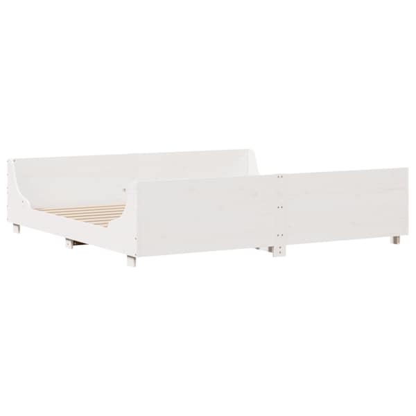 Voodiraam, valge, 200 × 200 cm, männipuit — mudel 3302271