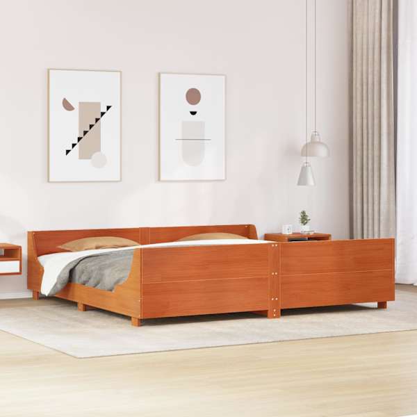 Voodiraam, vahapruun, 180 × 200 cm, männipuit — mudel 3302275