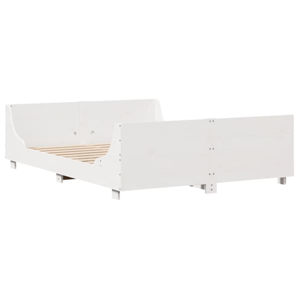 Voodiraam, valge, 150 × 200 cm, männipuit — mudel 3302280