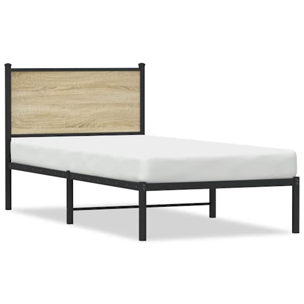 Voodiraam, sonoma tamm, 75 × 190 cm, metall — mudel 4007706