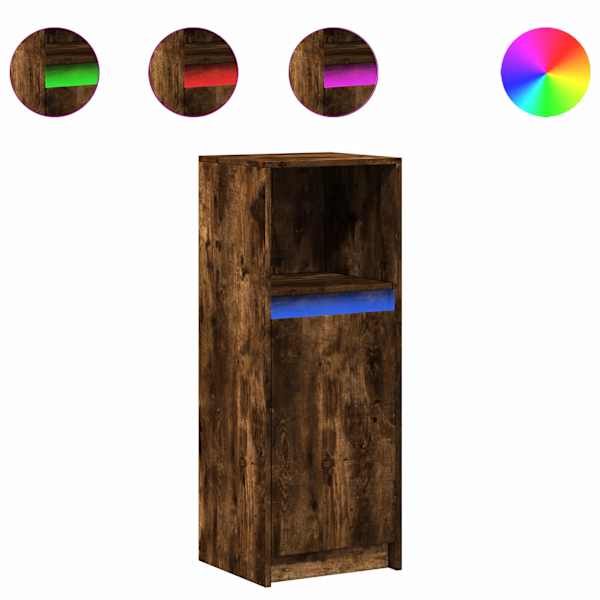 Puhvetkapp LED-tulega, suitsutatud tamm, 38 × 34 × 100 cm tehispuit