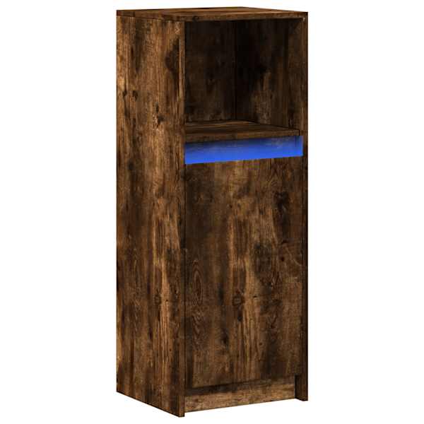 Puhvetkapp LED-tulega, suitsutatud tamm, 38 × 34 × 100 cm tehispuit