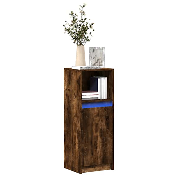 Puhvetkapp LED-tulega, suitsutatud tamm, 38 × 34 × 100 cm tehispuit