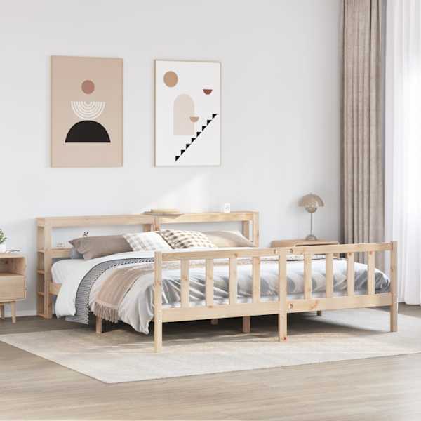 Voodiraam peatsiga, 180 × 200 cm, männipuit — mudel 3305767
