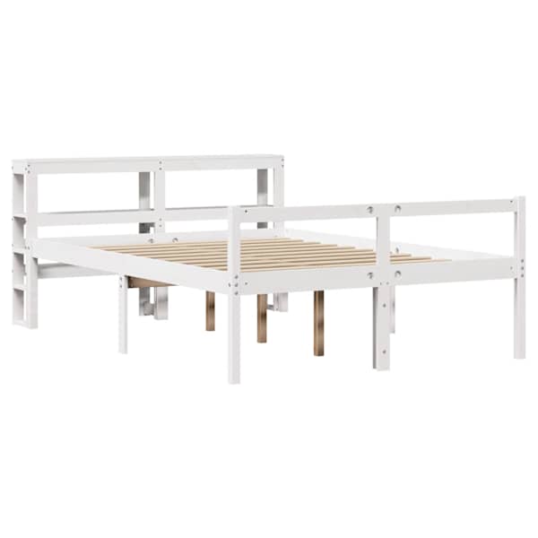 Voodiraam peatsiga, valge, 120 × 190 cm, männipuit — mudel 3305854