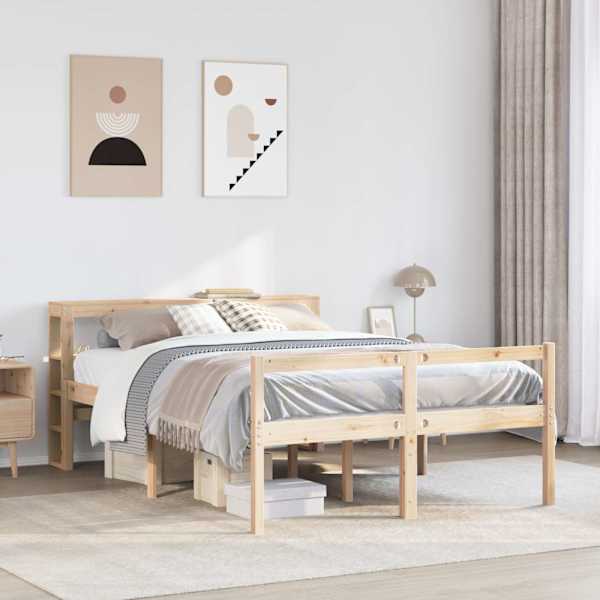 Voodiraam peatsiga, 120 × 200 cm, männipuit — mudel 3305863