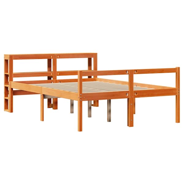 Voodiraam peatsiga, vahapruun, 135 × 190 cm, männipuit — mudel 3305878