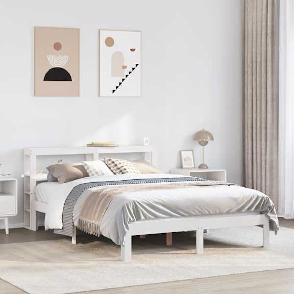 Voodiraam peatsiga, valge, 120 × 200 cm — mudel 3306046