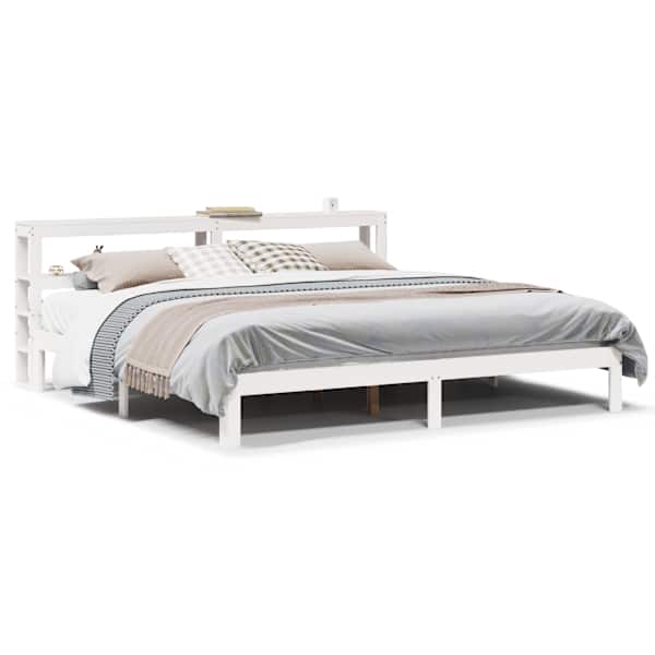 Voodiraam peatsiga, valge, 200 × 200 cm — mudel 3306056