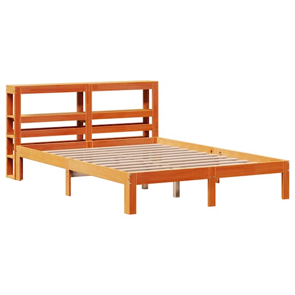 Voodiraam peatsiga, vahapruun, 135 × 190 cm, männipuit — mudel 3306060
