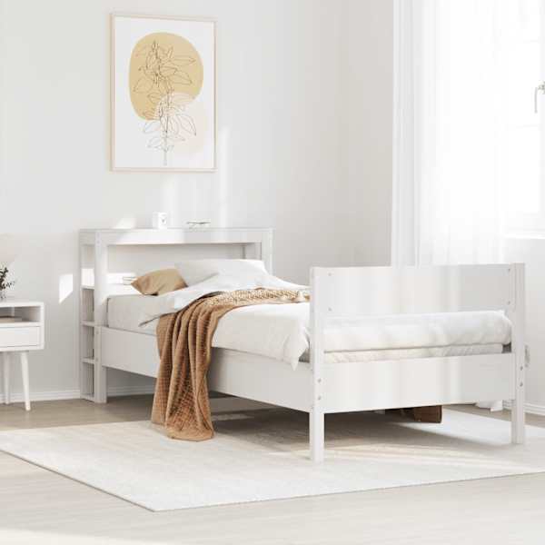 Voodiraam peatsiga, valge, 75 × 190 cm, männipuit — mudel 3306211