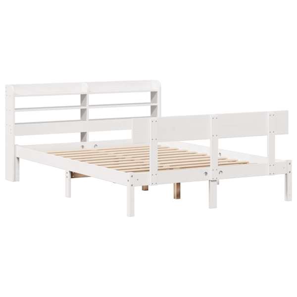 Voodiraam, valge, 140 × 200 cm, männipuit — mudel 3306620