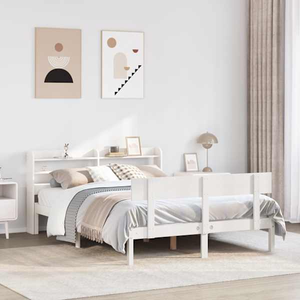 Voodiraam, valge, 160 × 200 cm, männipuit — mudel 3306624