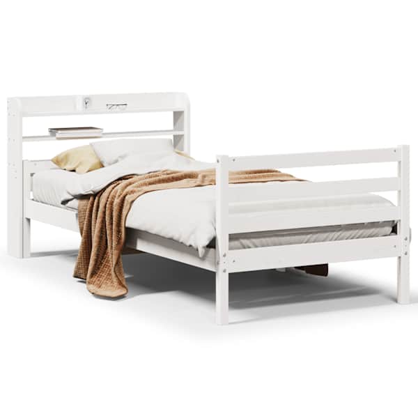 Voodiraam peatsiga, valge, 100 × 200 cm — mudel 3306681