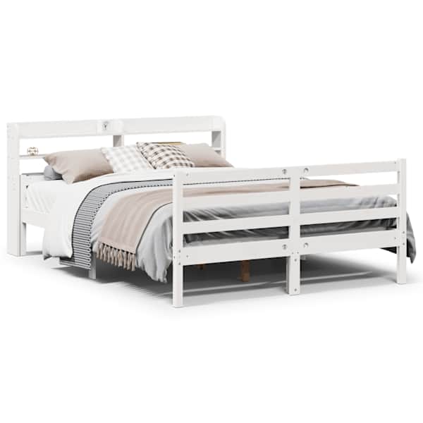 Voodiraam peatsiga, valge, 140 × 200 cm — mudel 3306685