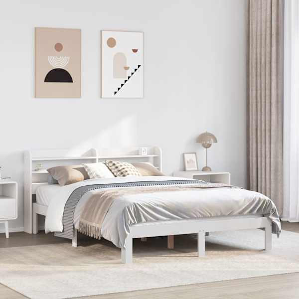 Voodiraam peatsiga, valge, 140 × 190 cm — mudel 3306781