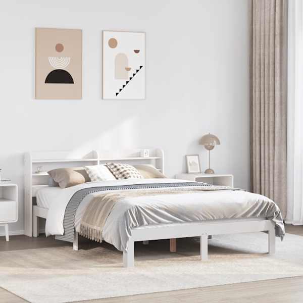 Voodiraam peatsiga, valge, 160 × 200 cm — mudel 3306793