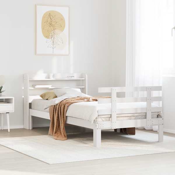 Voodiraam peatsiga, valge, 90 × 200 cm — mudel 3306848