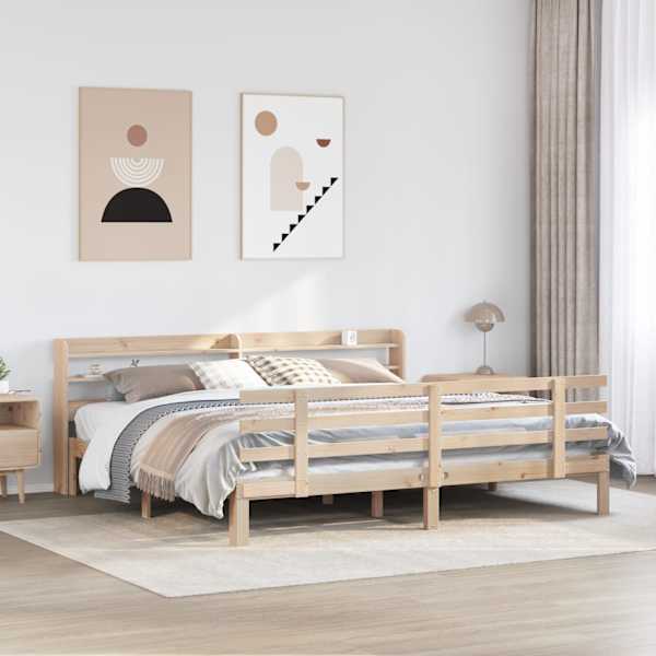 Voodiraam peatsiga, 200 × 200 cm, männipuit — mudel 3306861