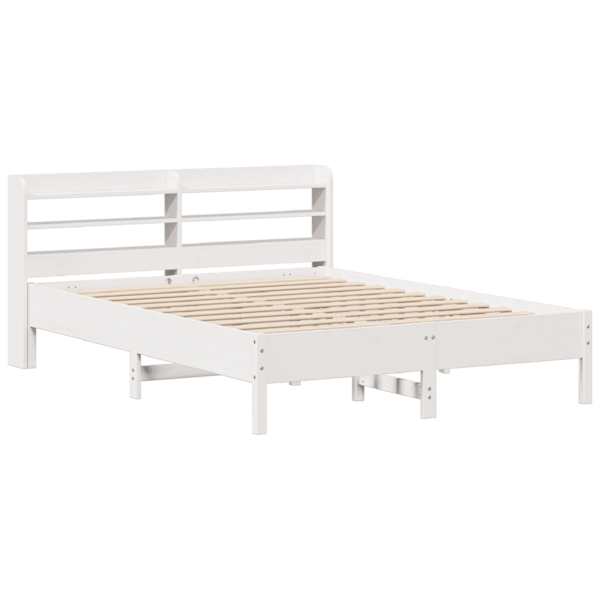Voodiraam peatsiga, valge, 140 × 200 cm, männipuit — mudel 3306889