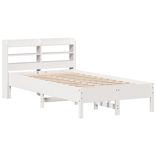 Voodiraam peatsiga, valge, 75 × 190 cm, männipuit — mudel 3306913