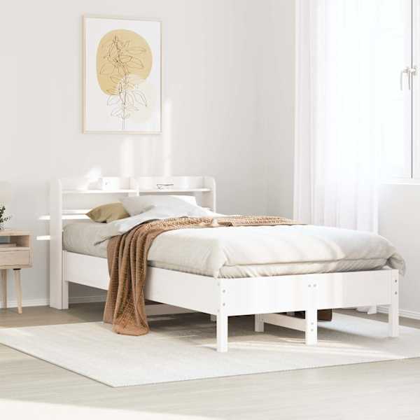 Voodiraam peatsiga, valge, 75 × 190 cm, männipuit — mudel 3306913