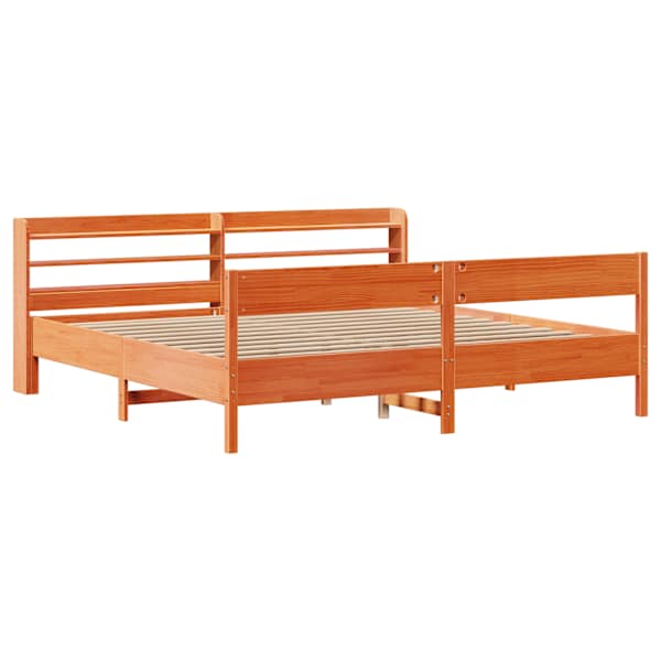 Voodiraam peatsiga, vahapruun, 180 × 200 cm, männipuit — mudel 3306920