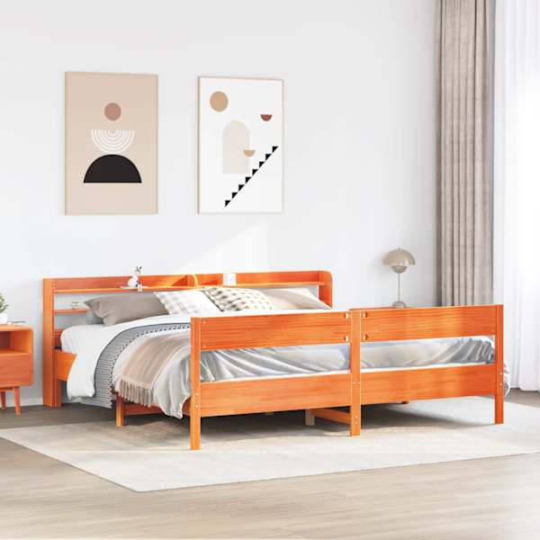 Voodiraam peatsiga, vahapruun, 180 × 200 cm, männipuit — mudel 3306920