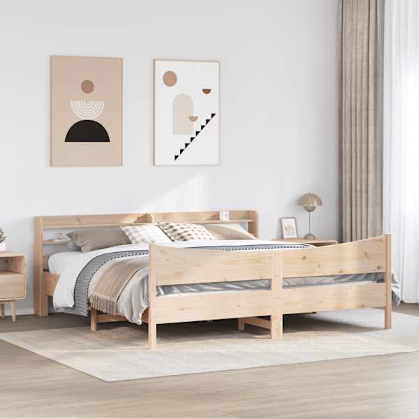 Voodiraam peatsiga, 180 × 200 cm, männipuit — mudel 3307035