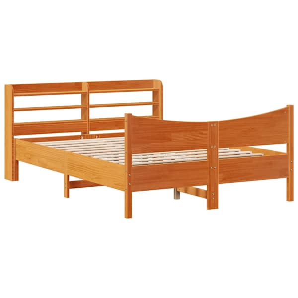 Voodiraam peatsiga, vahapruun, 150 × 200 cm, männipuit — mudel 3307043