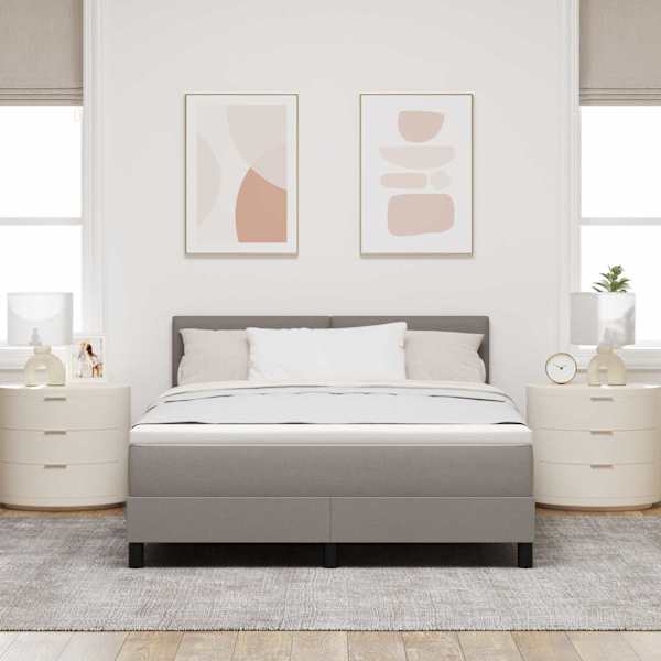 Kontinentaalvoodi koos madratsiga, pruunikashall, 140 × 200 cm, kangas — mudel 3338696