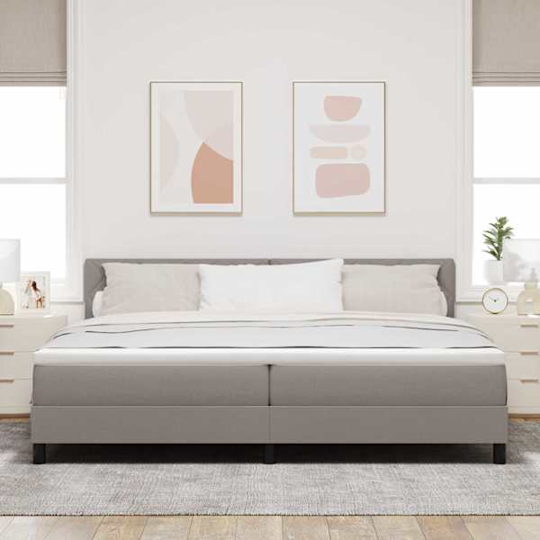 Kontinentaalvoodi koos 2 madratsiga, pruunikashall, 200 × 200 cm, kangas — mudel 3338794