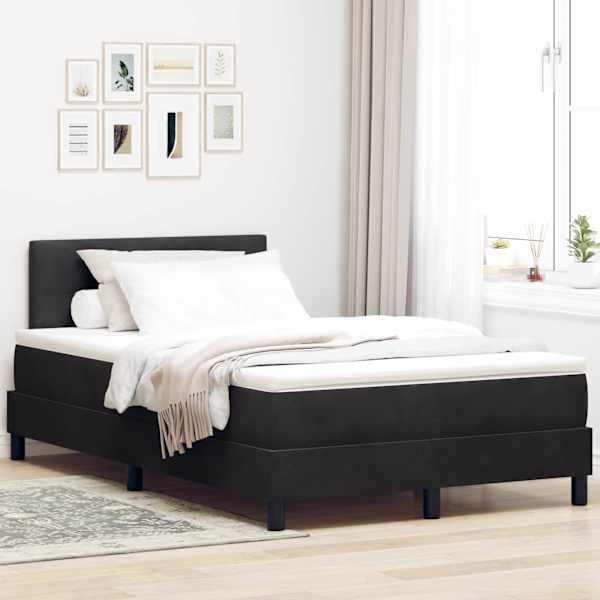 Kontinentaalvoodi koos madratsiga, must, 120 × 190 cm, samet — mudel 3339094