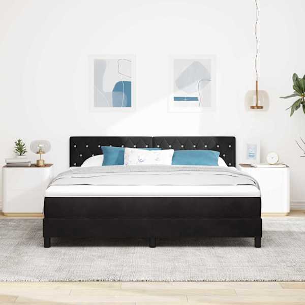Kontinentaalvoodi koos madratsiga, must, 180 × 200 cm, samet — mudel 3339124