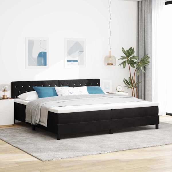 Kontinentaalvoodi koos madratsiga, must, 200 × 200 cm, samet — mudel 3339130