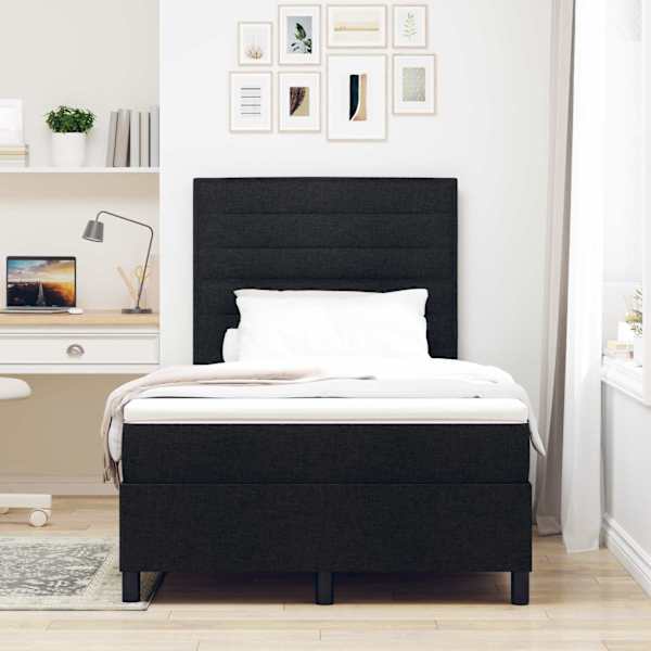 Kontinentaalvoodi koos madratsiga, must, 120 × 190 cm, kangas — mudel 3339296