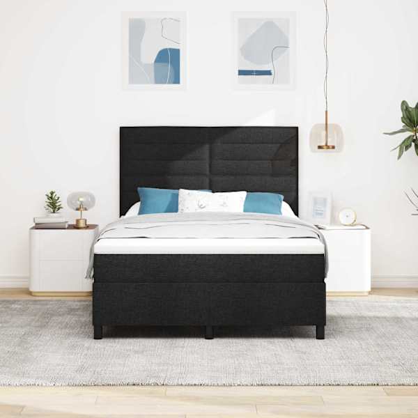 Kontinentaalvoodi koos madratsiga, must, 140 × 190 cm, kangas — mudel 3339310