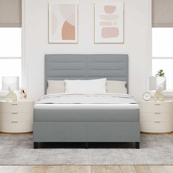 Kontinentaalvoodi koos madratsiga, helehall, 160 × 200 cm, kangas — mudel 3339322
