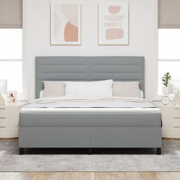 Kontinentaalvoodi koos madratsiga, helehall, 180 × 200 cm, kangas — mudel 3339329