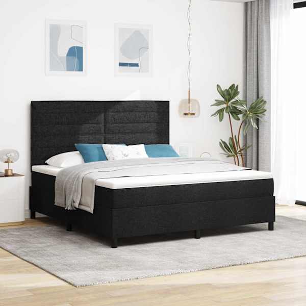 Kontinentaalvoodi koos madratsiga, must, 180 × 200 cm, kangas — mudel 3339331
