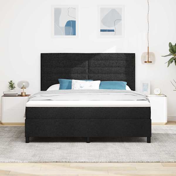 Kontinentaalvoodi koos madratsiga, must, 180 × 200 cm, kangas — mudel 3339331