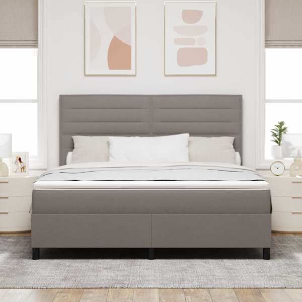 Kontinentaalvoodi koos madratsiga, pruunikashall, 180 × 200 cm, kangas — mudel 3339333