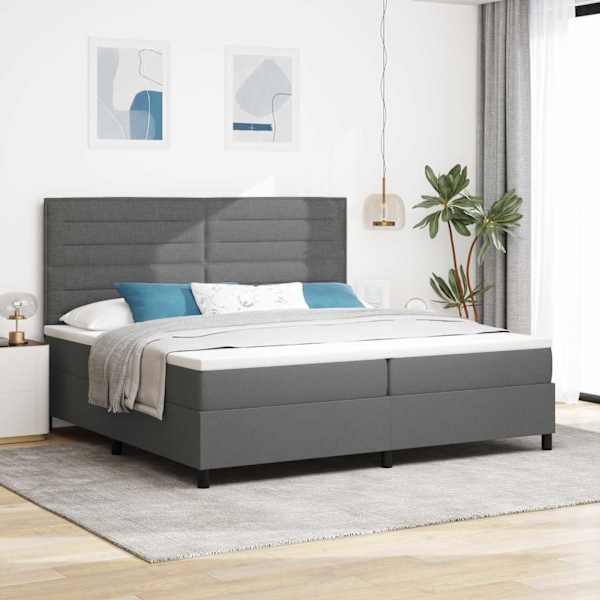 Kontinentaalvoodi koos 2 madratsiga, tumehall, 200 × 200 cm, kangas — mudel 3339337