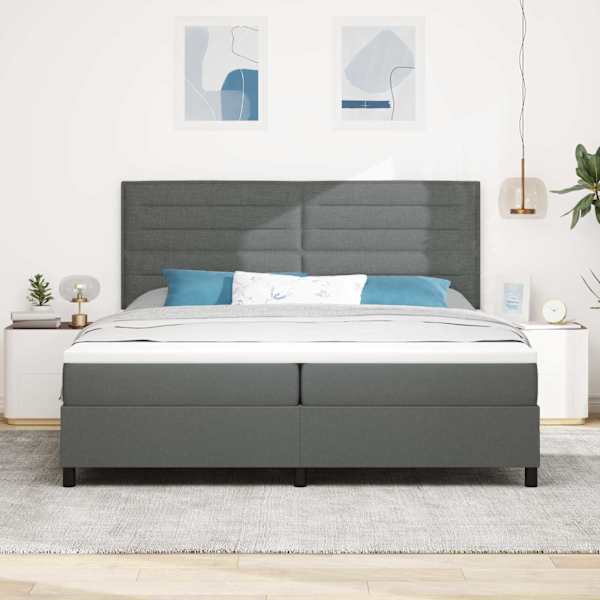 Kontinentaalvoodi koos 2 madratsiga, tumehall, 200 × 200 cm, kangas — mudel 3339337